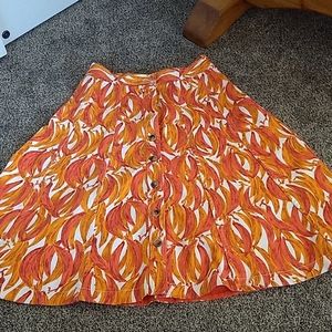 Anthropology Maeve Banana Print Denim skirt